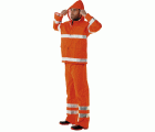 Conjunto impermeable A.V. EN ISO 20471, EN 343 Talla L Naranja flúor + bandas (32)