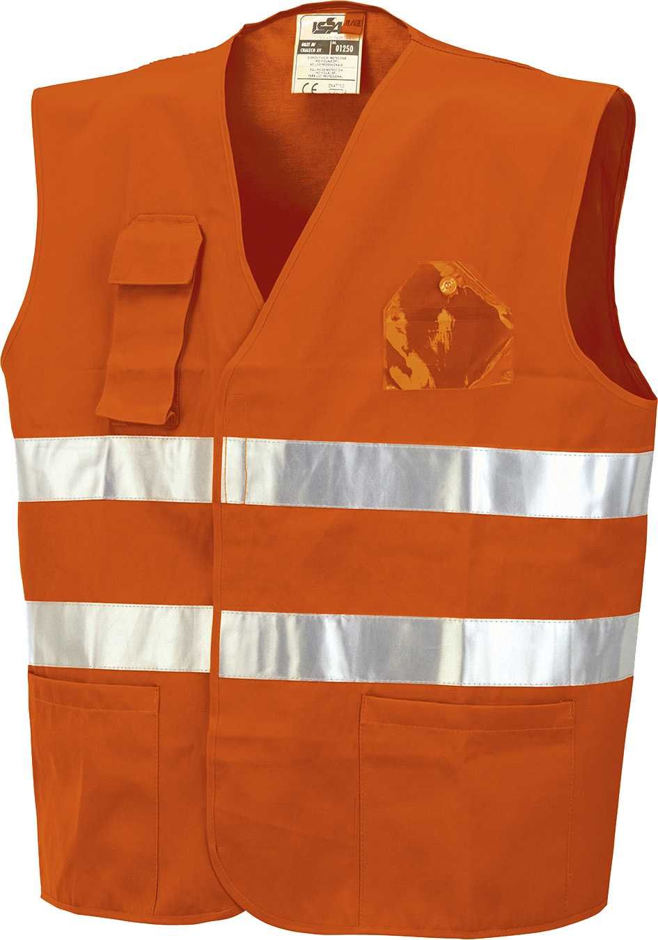 Chaleco A.V con bolsillo EN ISO 20471 Talla L Naranja flúor + bandas (32)
