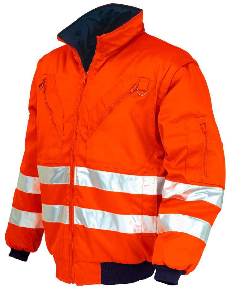 Cazadora pilot A.V. reversible EN ISO 20471 Talla M Naranja flúor + bandas (32)
