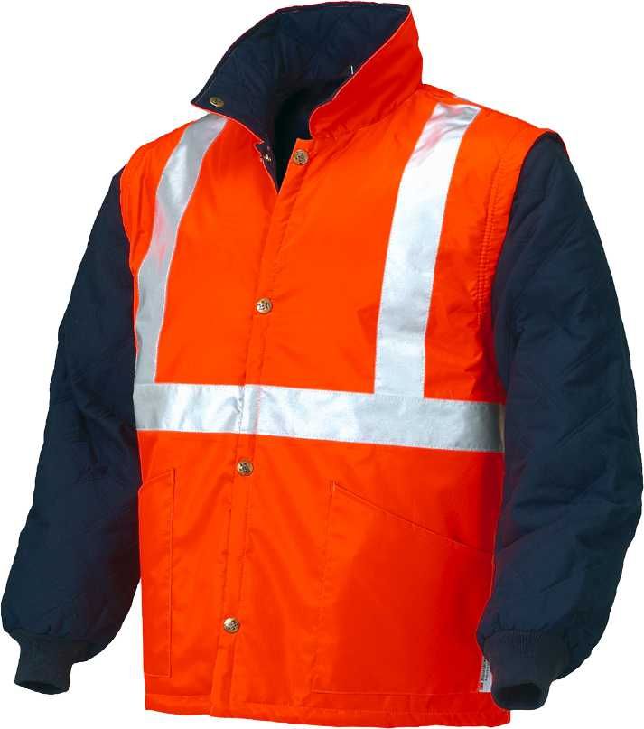 Chaleco con mangas A.V. bicolor EN ISO 20471 Talla L Naranja flúor + bandas (32)