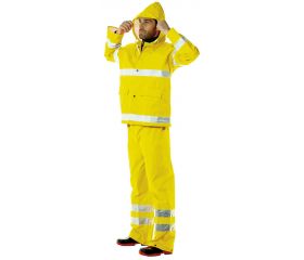 Conjunto impermeable A.V. EN ISO 20471, EN 343 Talla S Amarillo flúor + bandas (12)