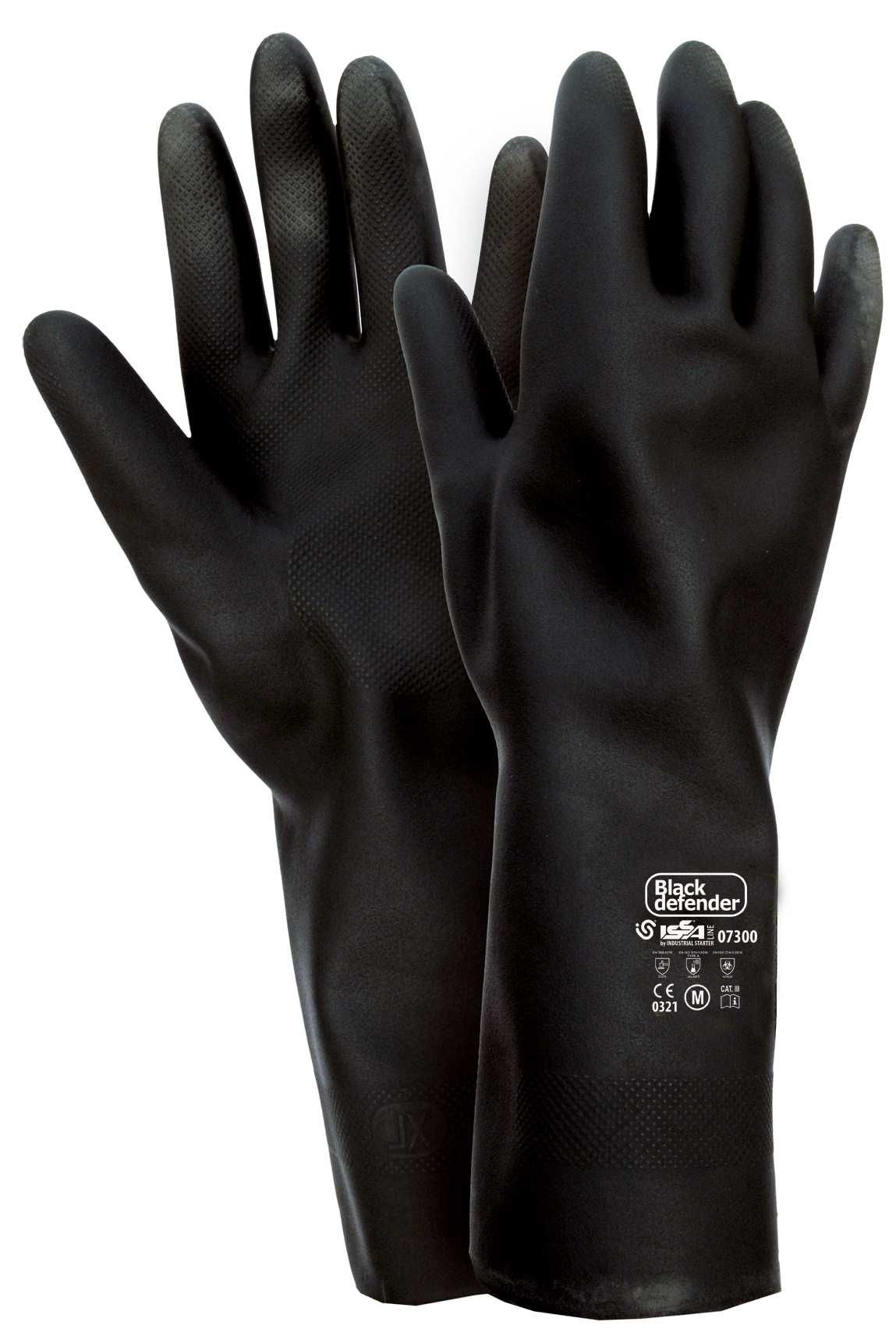 Guante BLACK DEFENDER neopreno-látex EN 388, EN 374 CAT. III Talla M