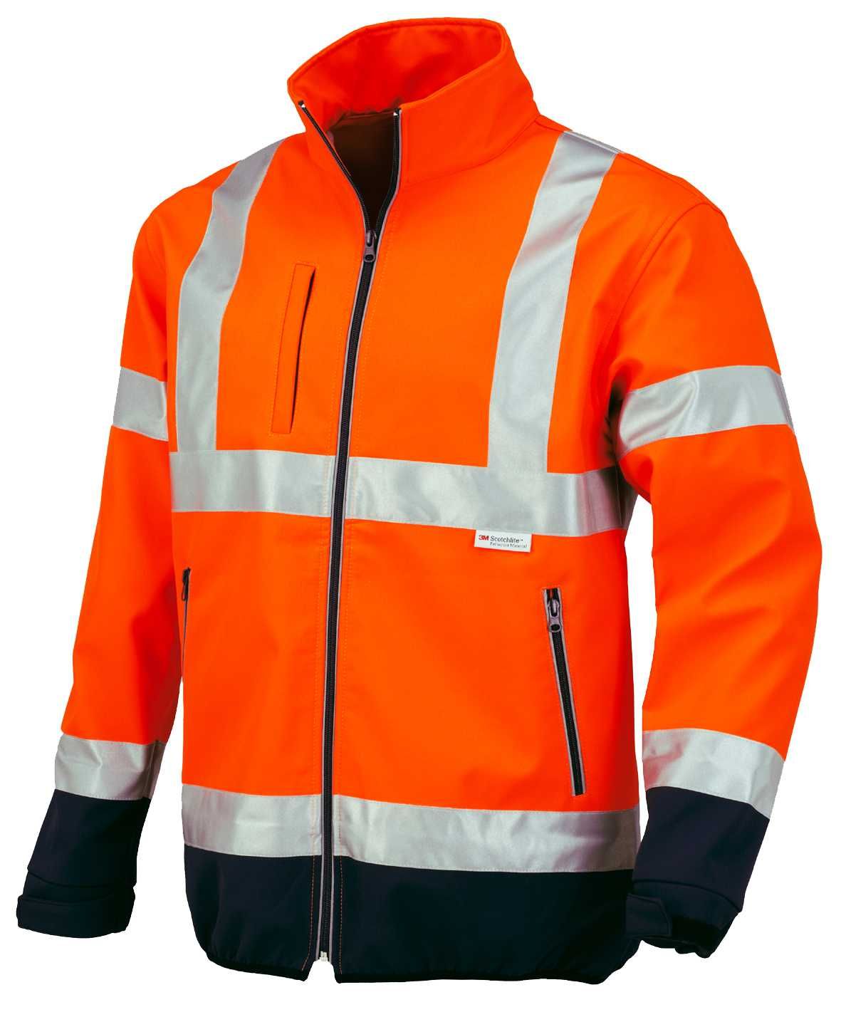 Chaqueta softshell A.V. bicolor FLASH EN ISO 20471 Talla S Naranja flúor + bandas (32)