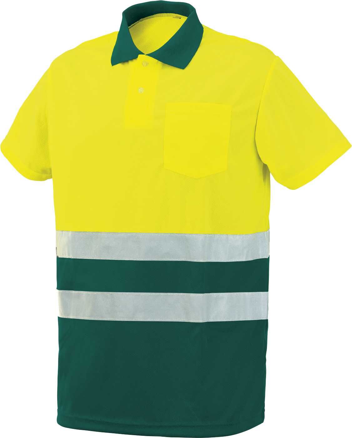 Polo manga corta A.V. bicolor EN ISO 20471, Verde-Amarillo flúor (38) Talla L