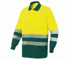 Polo manga larga A.V. bicolor EN ISO 20471, Verde-Amarillo flúor (38) Talla XL