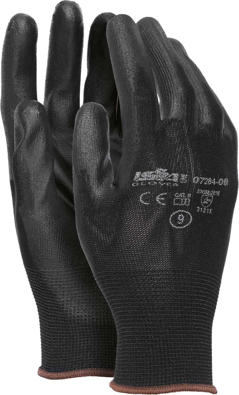 Guante poliéster recubierto con PU EN 388 Talla 7 Negro (60)