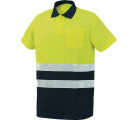 Polo manga corta A.V. bicolor EN ISO 20471, Azul marino-Amarillo flúor (48) Talla S