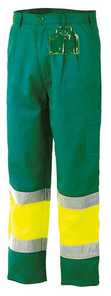 Pantalón multibolsillos A.V. bicolor con forro interior _x000D_EN ISO 20471 Talla M Verde-Amarillo flúor (38)