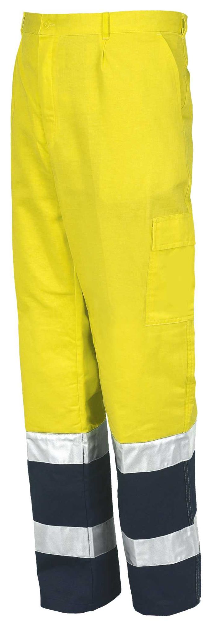 Pantalón multibolsillos A.V. EN ISO 20471 Talla L Azul marino-Amarillo flúor (48)