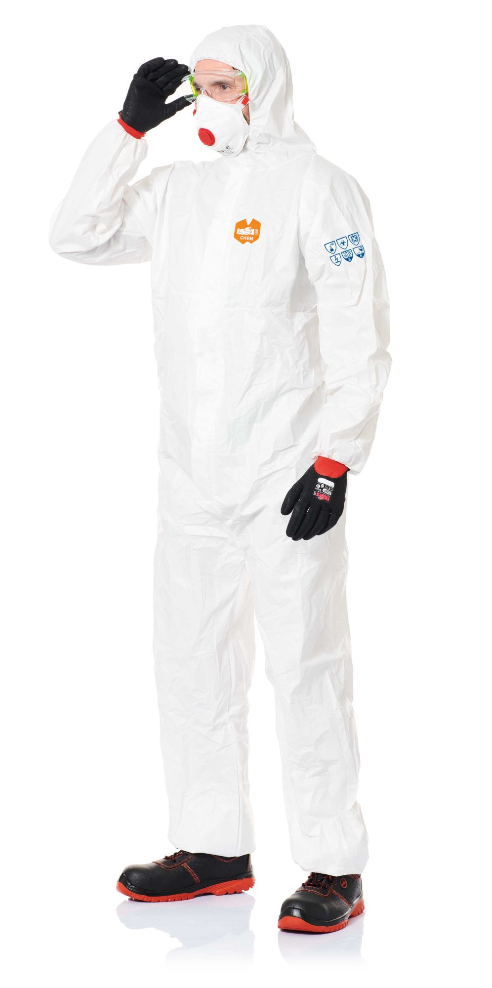 Buzo ISSA CHEM EN 13982, EN 13034, EN 14126, EN 1073, EN 14325, EN 1149, _x000D_EN 13688 CAT III TIPO 5 Y 6 Talla XL