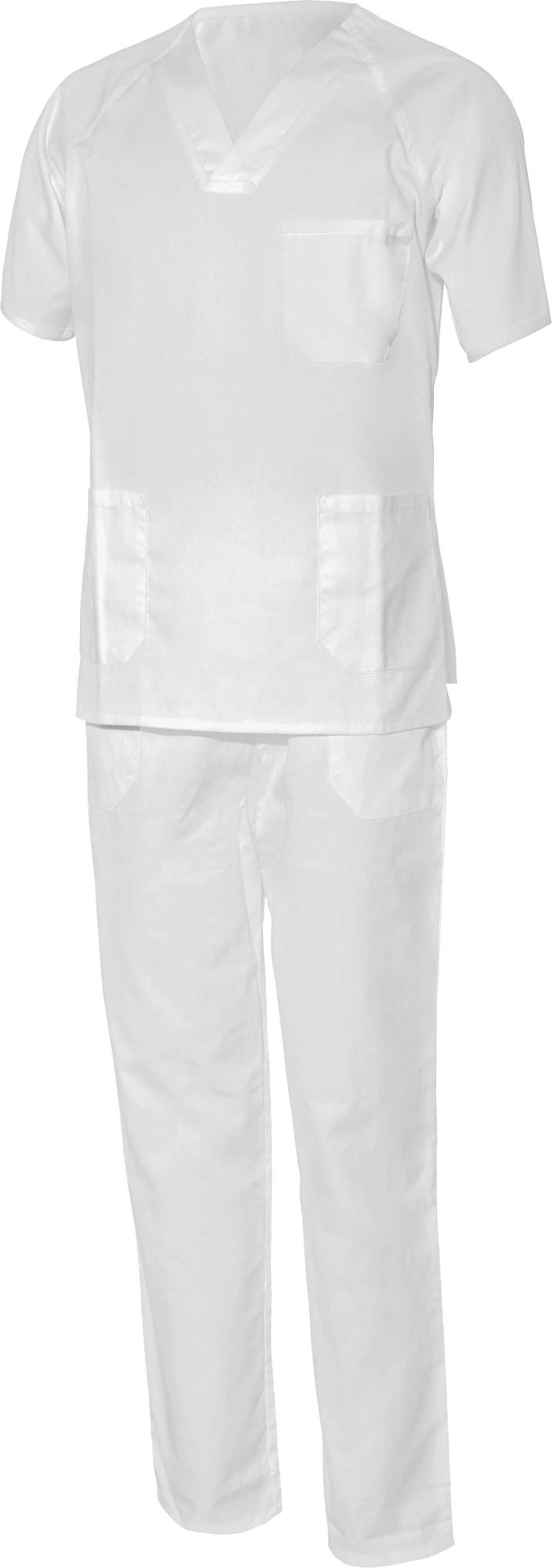 Conjunto pijama sanitario UNISEX, 65% poliéster y 35% algodón, Blanco (50) Talla L