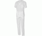 Conjunto pijama sanitario UNISEX, 65% poliéster y 35% algodón, Blanco (50) Talla S