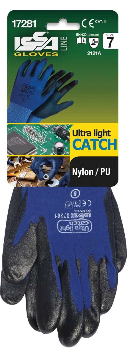 Guante nylon LIGHT CATCH recubierto PU EN 388 blíster Talla 8