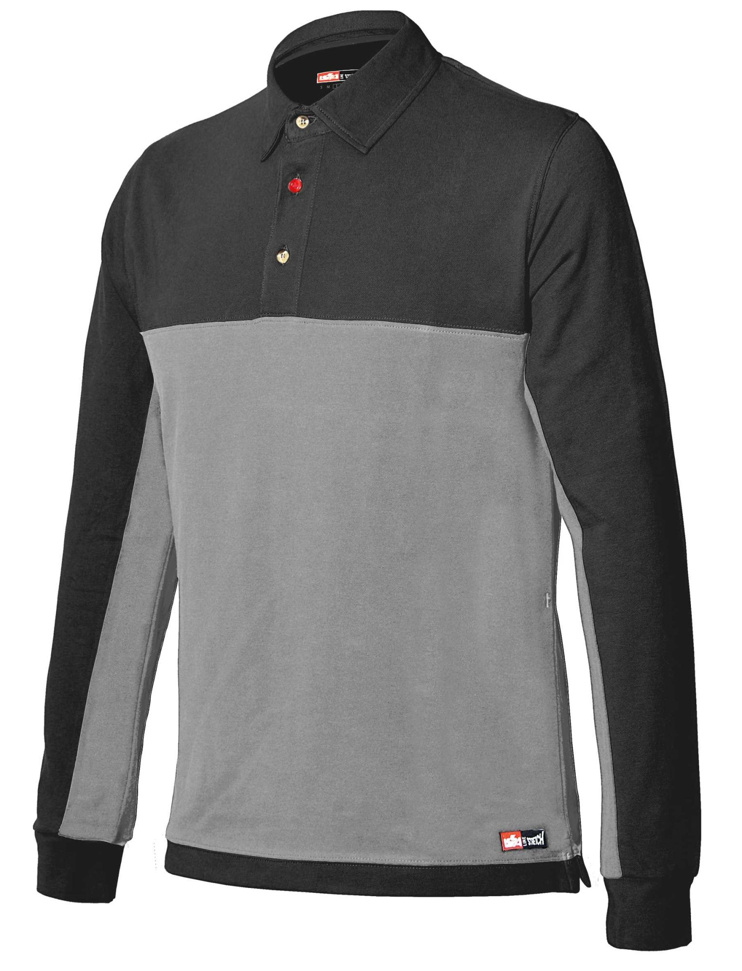Polo manga larga bicolor Stretch Talla M Gris (80)