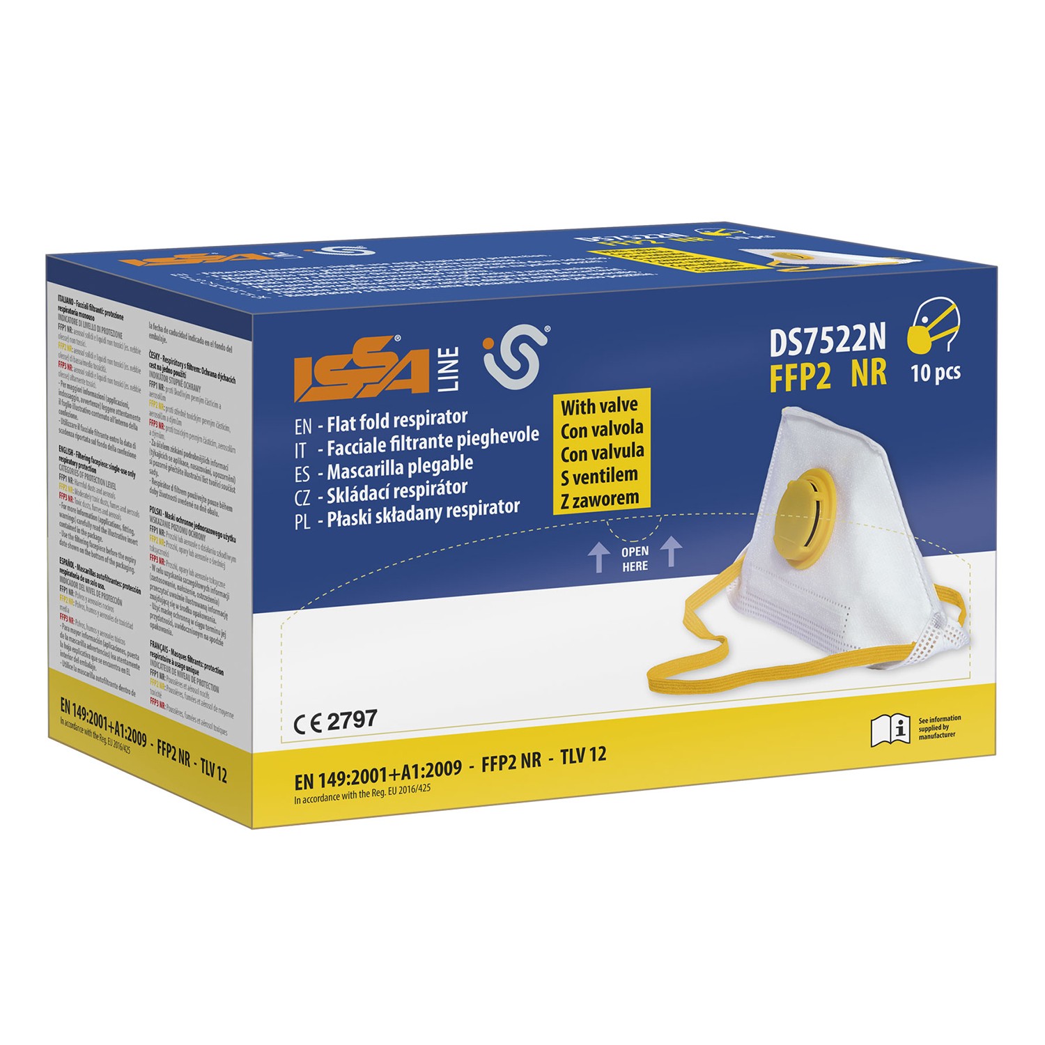 MASCARILLA FFP2 CON VÁLVULA PLEGABLE (10 UDS.)