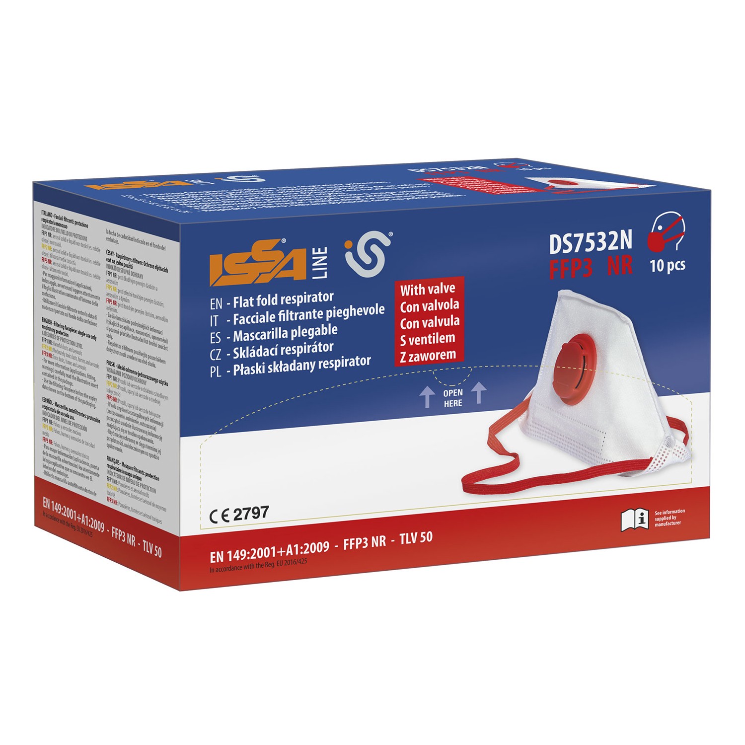 MASCARILLA FFP3 CON VÁLVULA PLEGABLE (10 UDS.)