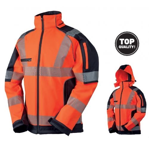 Chaqueta FLY Softshell naranja / azul marino. Talla L.