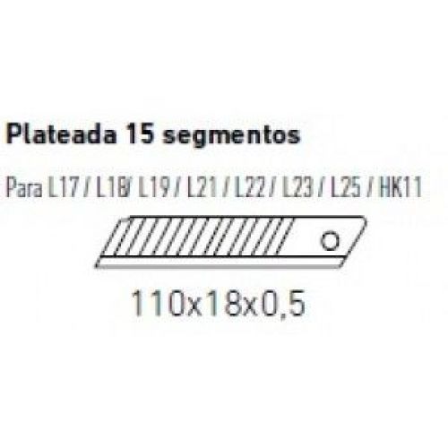 50 cuchillas 15 segmentos caja de plástico 0,5x18 mm