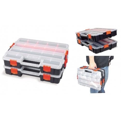 Organizador de plástico 14x14 compartimentos (conjunto de 2) 370x290x70