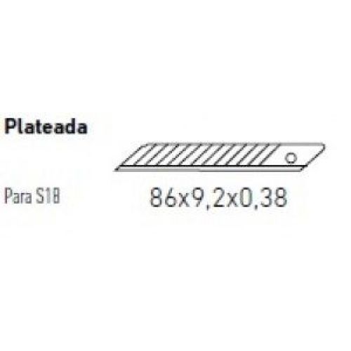 10 cuchillas plateadas punta afilada caja de plástico 0,38x9,2 mm