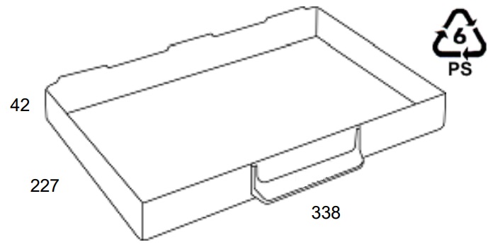 Cajón módulos metálicos (227x338x42 mm)