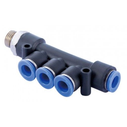 Distribuidor múltiple tubo FAHER  rosca macho cónica BSPT niquelado