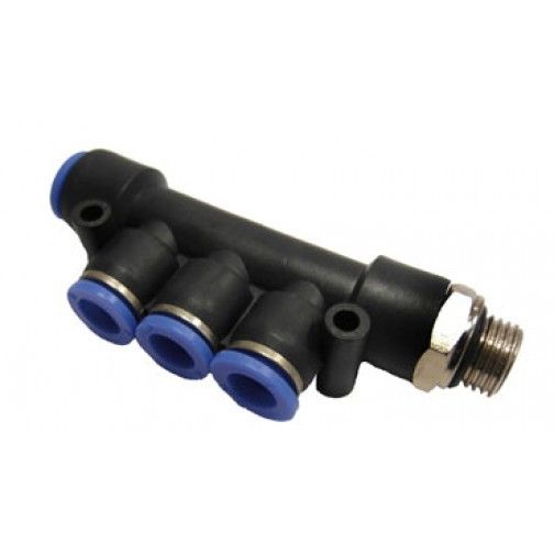 Distribuidor múltiple tubo FAHER rosca macho cilíndrica BSPP niquelado